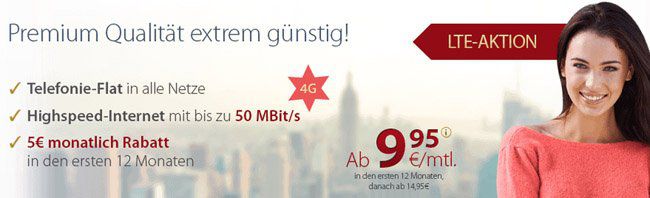 Flexible LTE Tarife bei PremiumSIM   z.B. Allnet Flat + 1GB LTE für 13,49€