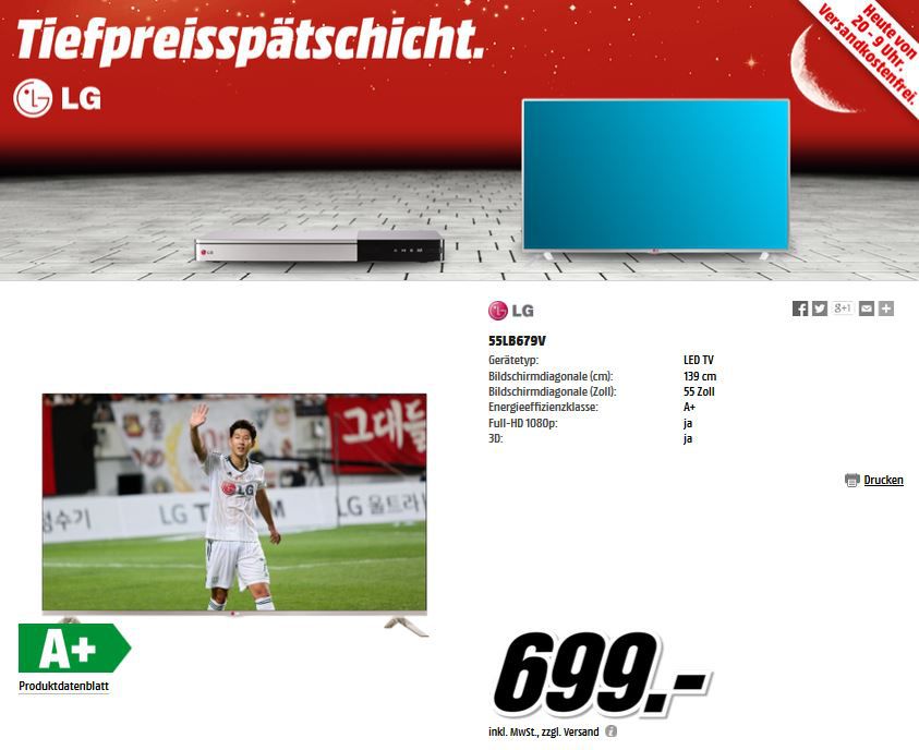 LG - TVs, Soundbar und Bluray Player ab 109€ bei der MediaMarkt Tiefpreisspätschicht Aktion LG TVs, Soundbar und Bluray Player ab 109€ bei der MediaMarkt Tiefpreisspätschicht Aktion