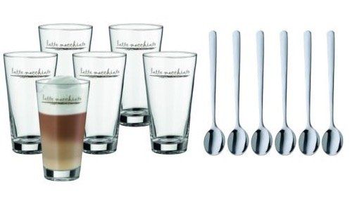 WMF Latte Macchiato Set für 21,99€ (statt 30€)   6 Gläser inkl. 6 Löffel