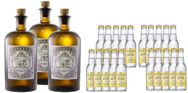 Monkey 47 Gin im 3er Pack + 20 x 0,2l Fever Tree Indian Tonic für 98,70€ (statt 124€)