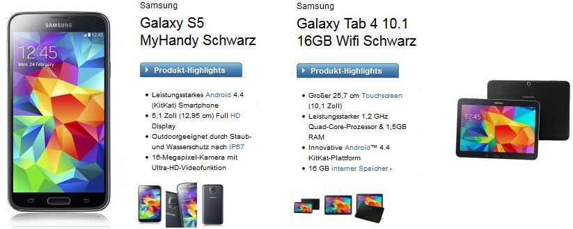 SAMSUNG Galaxy S5 + Galaxy Tab 4 -10 mit AllNet + SMS Flat o2 Blue M + 1GB LTE für 29,99€ mtl. SAMSUNG Galaxy S5 + Galaxy Tab 4 10 mit AllNet + SMS Flat o2 Blue M + 1GB LTE für 29,99€ mtl.