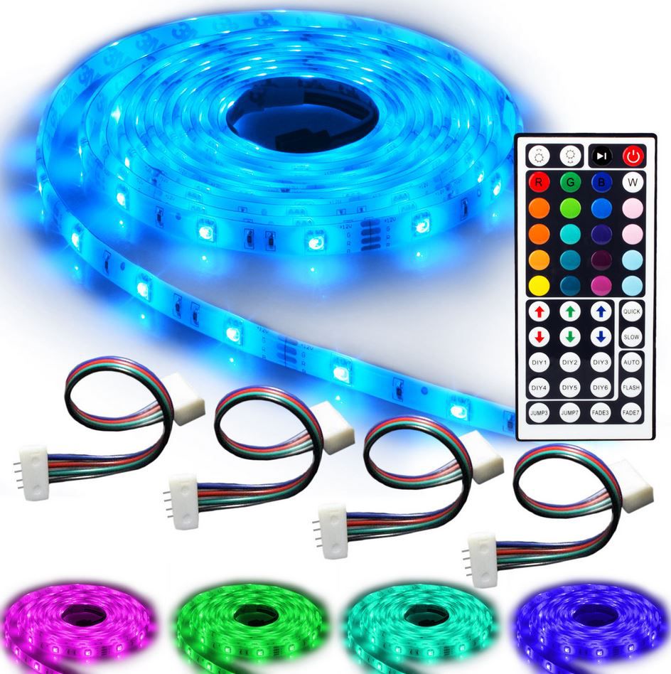 NINETEC Flash30   5m RGB LED Strip im Profi Set (wasserdicht IP65 + 4 Verbinder) für 24,99€