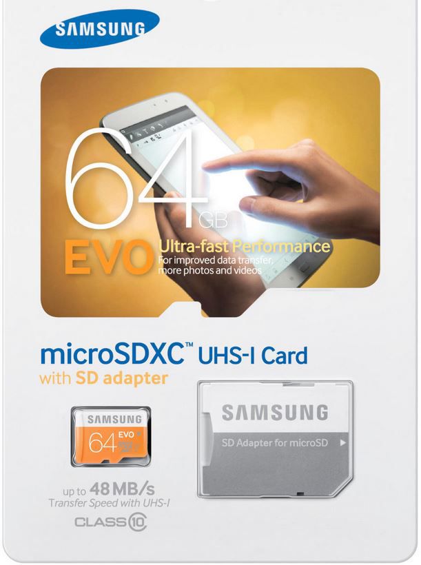 SAMSUNG EVO - 64 GB microSDXC Speicherkarte mit Class 10 + Adapter für nur 12€ SAMSUNG EVO 64 GB microSDXC Speicherkarte mit Class 10 + Adapter für nur 12€