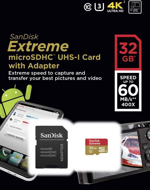 SanDisk MicroSDHC Speicherkarte - 32GB Extreme 60MB/s für 14,99€ SanDisk MicroSDHC Speicherkarte 32GB Extreme 60MB/s für 14,99€
