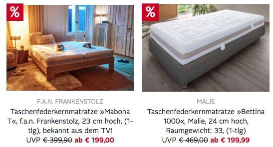 20% Sofort Rabatt auf alle Matratzen bei Otto