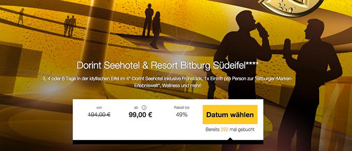 3-4 Tage im 4* Dorint Seehotel Bitburg Resort + Bitburger Erlebniswelt ab 99€ p.P. 3 4 Tage im 4* Dorint Seehotel Bitburg Resort + Bitburger Erlebniswelt ab 99€ p.P.