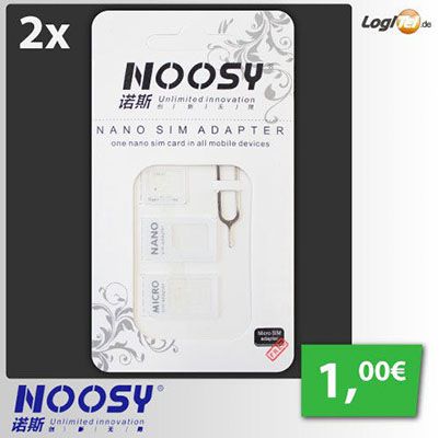 2er Set Noosy Sim Adapter je 4 teilig für 1€