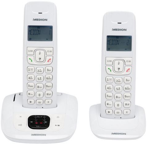 MEDION LIFE E63822 MD 84832   2er Set DECT schnurlos Telefon mit AB statt 40€ für 22,99€