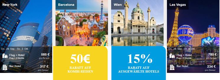 ebookers mit 15% Rabatt auf ausgewählte Hotels oder 50€ - 100€ auf Kombi Reisen bis Mitternacht ebookers mit 15% Rabatt auf ausgewählte Hotels oder 50€ 100€ auf Kombi Reisen bis Mitternacht