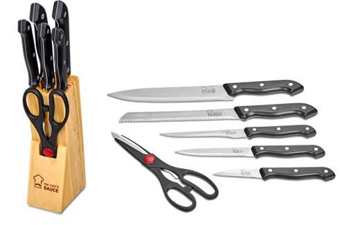 Bergner Messerset mit Schere und Holzblock   7 teilig für nur 7,96€ + 2 Gratisartikel