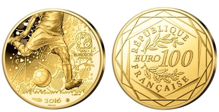 100 Euro Goldmünze Fussball EM UEFA Frankreich für 119€ 100 Euro Goldmünze Fussball EM UEFA Frankreich für 119€