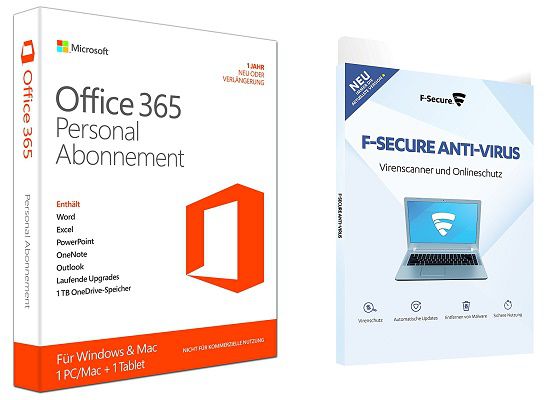 Microsoft Office 365 Personal + F Secure Anti Virus 2017 für 29,90€