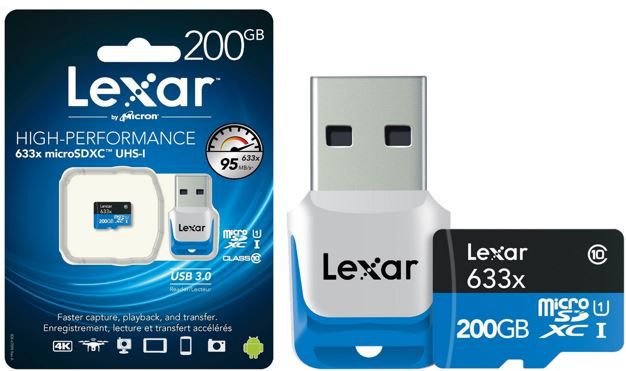 Lexar microSDXC 633x 200GB microSDXC Speicherkarte + USB 3 Stick für 56€ (statt 106€)