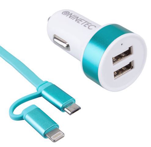 NINETEC - 3.1A Dual KFZ Ladegerät mit 2in1 Lightning & Micro USB Ladekabel für nur 8,88€ NINETEC 3.1A Dual KFZ Ladegerät mit 2in1 Lightning & Micro USB Ladekabel für nur 8,88€
