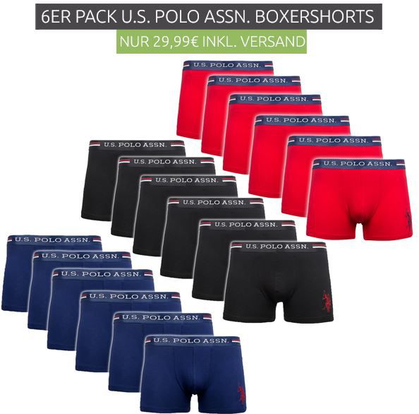 6er Pack U.S. POLO ASSN. Herren Boxershorts für 27,99€ (statt 35€)