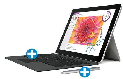 Microsoft Surface 3   10,8 Tablet 64GB Windows 10 inkl. Type Cover für 560,95€