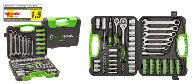 STARKMANN Greenline   104 Teile Steckschlüssel & Gabelschlüssel Set für 34,99€ (statt 54€)