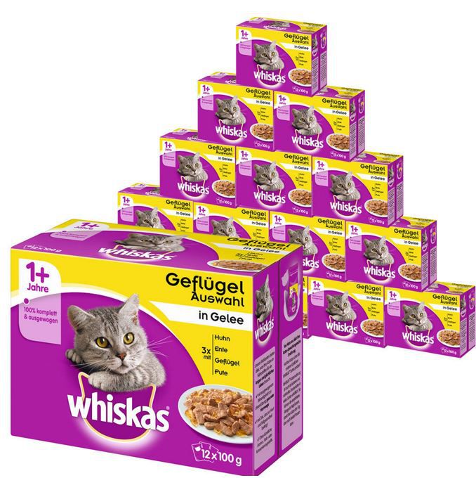 Whiskas 120er Mega Multipack Katzenfutter in verschiedenen Sorten (bis 12Kg) für nur 29,99€