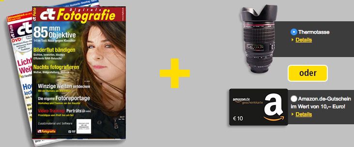 2 Ausgaben c’t Digitale Fotografie + 10€ Amazon Gutschein für 13,70€