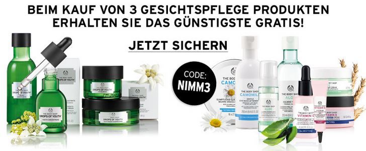 Nur Heute: The Body Shop mit 10€ Sofort Rabatt ab 30€ Mindestbestellwert   VSK frei ab 40€