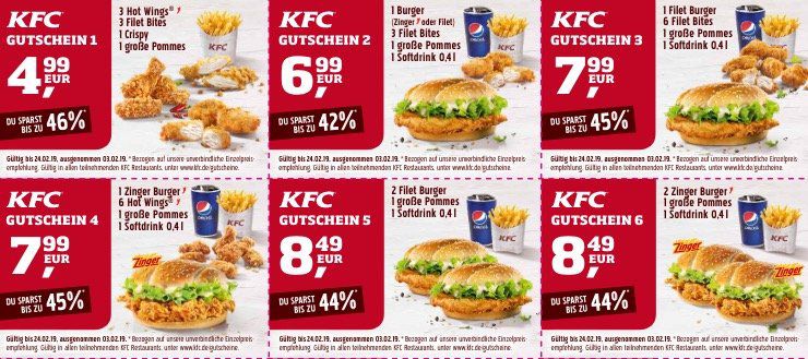 Kentucky Fried Chicken - KFC Rabattgutscheine Januar 2019 zum Ausdrucken Kentucky Fried Chicken KFC Rabattgutscheine Januar 2019 zum Ausdrucken