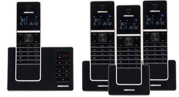 4er Set Medion Life P63994 DECT Schnurlos Telefone + Anrufbeantworter für 69,95€ (statt 90€)