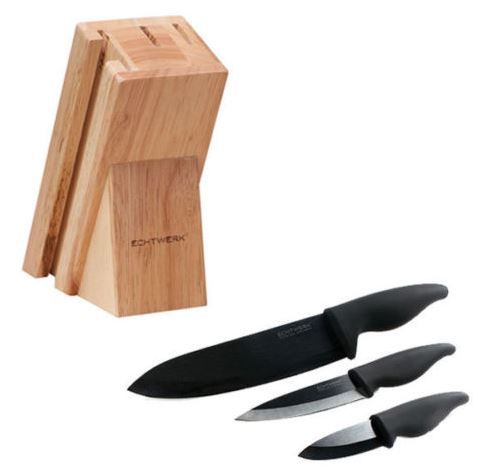 Echtwerk Pro Black Edition – 3 Küchen Keramikmesser mit Block für 24,99€