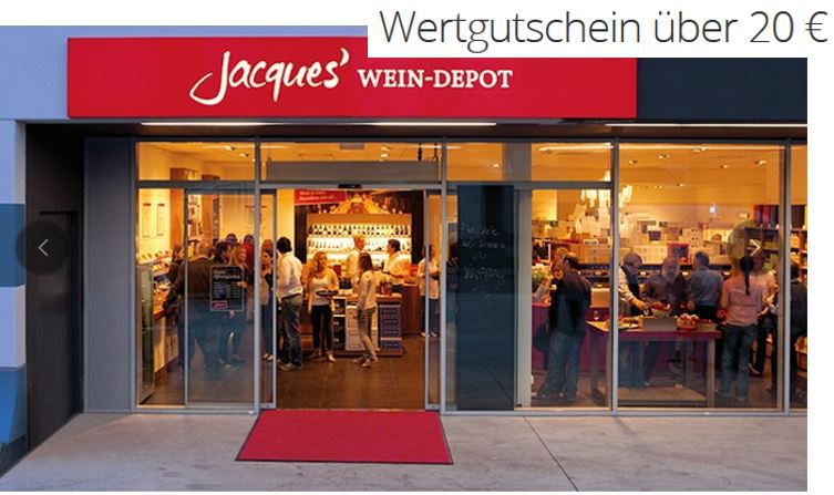 Jacques’ Wein Depot: 20€ Einkaufsgutschein für nur 10€   kein MBW und gilt auch auf den Sale