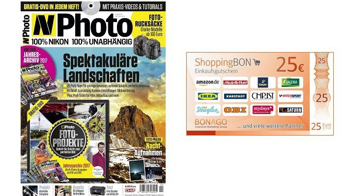 6 Ausgaben N Photo für 42,90€ + Prämie: 25€ Gutschein oder Scheck