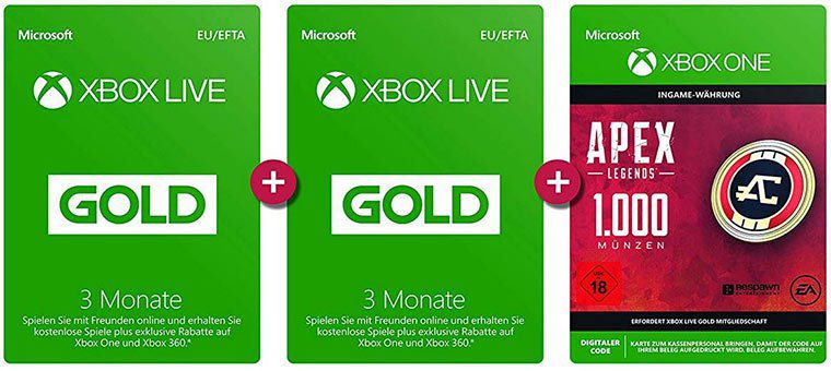 Xbox Live Gold: 6 Monate + APEX Legends: 1.000 Coins für 19,99€ (statt 35€)