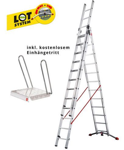 Hailo ProfiLOT Alu Mehrzweckleiter 3x12 inkl. Einhängetritt für 239,99€ (statt 310€)