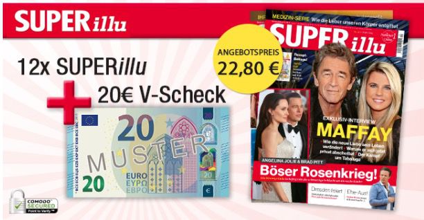 12 Ausgaben der SUPERillu für 22,80€ inkl. Tank  o. Shopping Gutschein