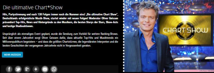 Freikarten für “Die ultimative Chartshow″ am 9. oder 13.November 2018