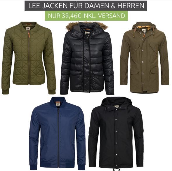 Lee Herren Jacken Ausverkauf   10 Modelle für je nur noch 34,99€