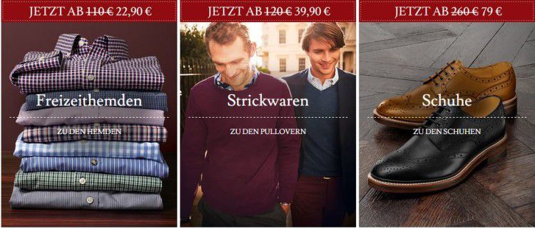 Charles Tyrwhitt Sale mit bis zu 75% Rabatt + 15€ Extra Rabatt ab 75€