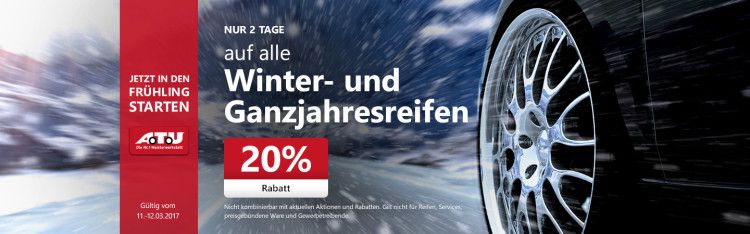 20% auf alle Winter  und Ganzjahresreifen bei A.T.U