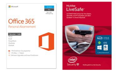 Microsoft Office 365 Personal + McAfee LiveSafe 2016 für 33€ (statt 56€)