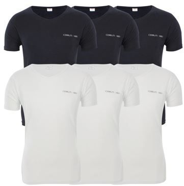 Cerruti kurzarm V Neck Herren T Shirts im 6er Pack für 19,99€