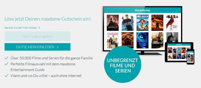 KOSTENLOS! 3 Monate maxdome gratis für Neukunden