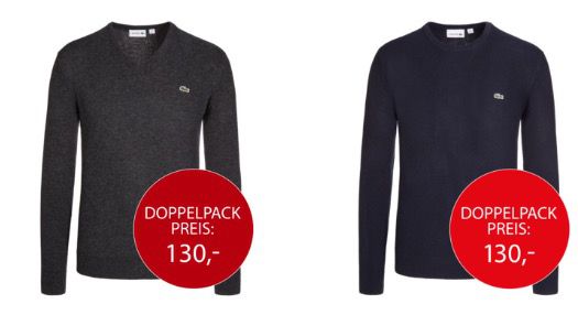 2er Pack Lacoste Lambswool Pullover mit Rundhals oder V Neck für 120€