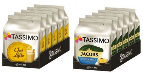 5er Pack Tassimo Chai Latte oder Caffé Crema ab 14,99€ (statt 30€)