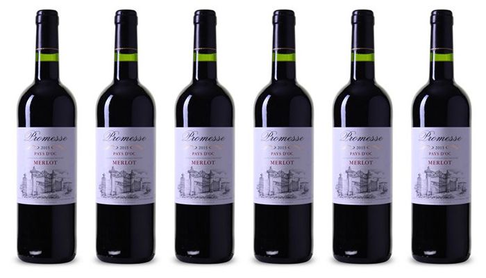 Promesse Merlot Pays d, Oc   6 Flaschen Rotwein Südfrankreich 2015 für 26,94€