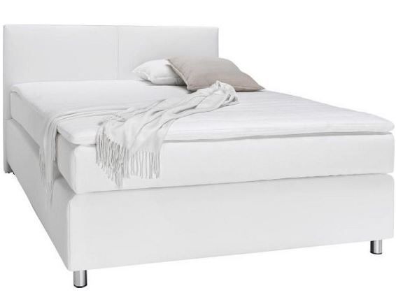 Boxspringbett   weißer Lederlook mit Bonellfederkern 140x200cm ab 333€