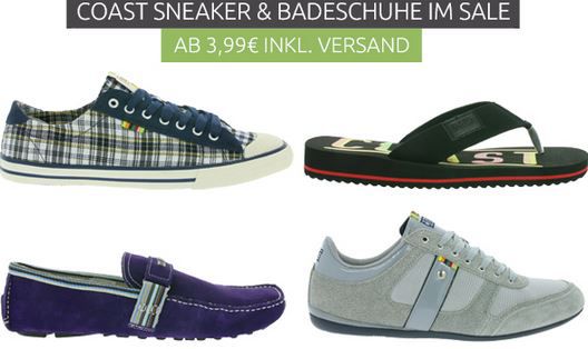 Coast Sneaker und Badeschuhe Sale für Damen und Herren   Zehentreter statt 20€ für 3,99€