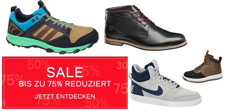 Deichmann mit bis zu 75% Rabatt im Schuh Sale   z.B. adidas Performance Laufschuh CANADIA 7TRM für 42,45€