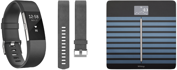 Fitbit Charge 2 Large + Lederarmband + Withings Body Cardio + 50€ Gutschein für 244€