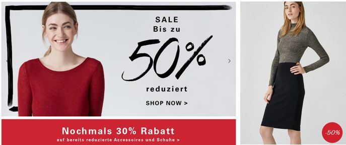 Hallhuber mit 50% Sale und 30% Extra Rabatt auf reduzierte Schuhe + Accessoires +10% Gutschein