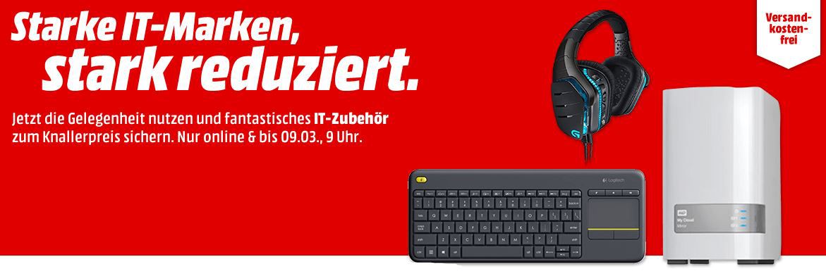 Media Markt IT Sale: z.B. LOGITECH G213 Gaming Tastatur statt 57€ für 39€