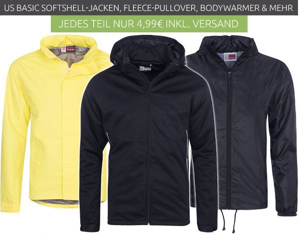 US BASIC Herren Fleecejacken für je 4,99€ (statt 15€)