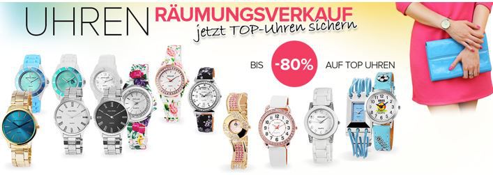 Modeuhren Räumungsverkauf mit bis zu 80% Rabatt + Schmuck WSV   Uhren ab 9€